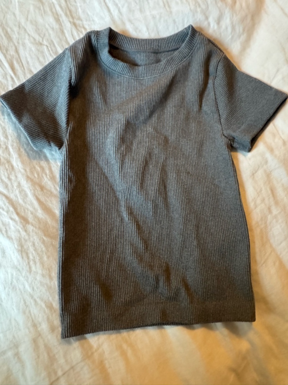 Women’s Short Sleeve Ribbed Tee stretch - Gray